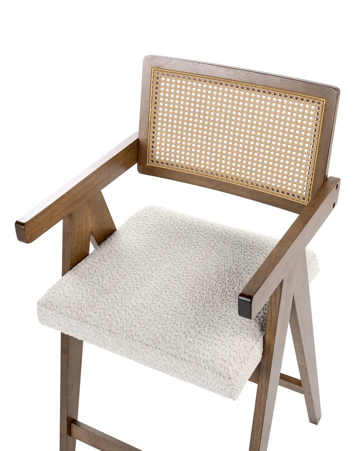 Set of 2 Bar Chairs Wood Brown/ Light Beige Bernie