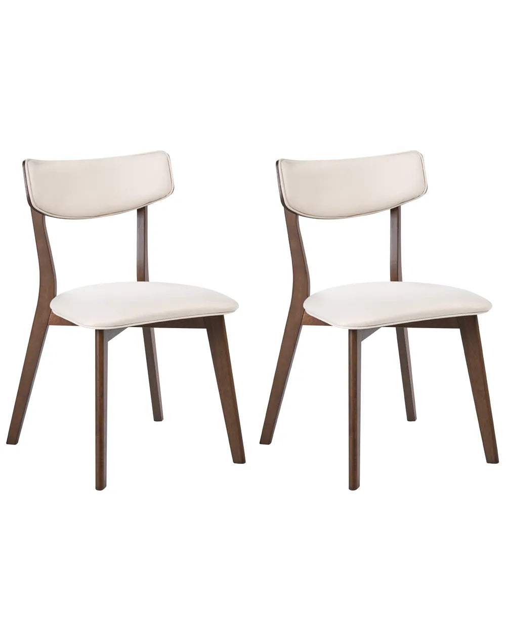 Set of 2 Dining Chairs Wood Off-White/ Brown Niki