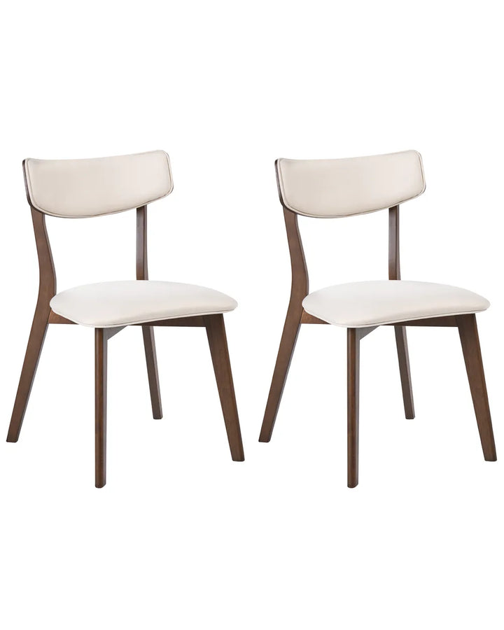 Set of 2 Dining Chairs Wood Off-White/ Brown Niki