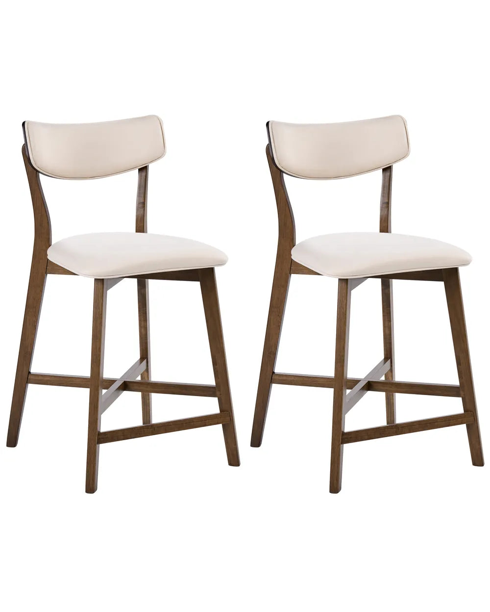 Set of 2 Bar Chairs Wood Off-White/ Brown Niki