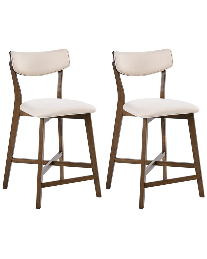 Set of 2 Bar Chairs Wood Off-White/ Brown Niki