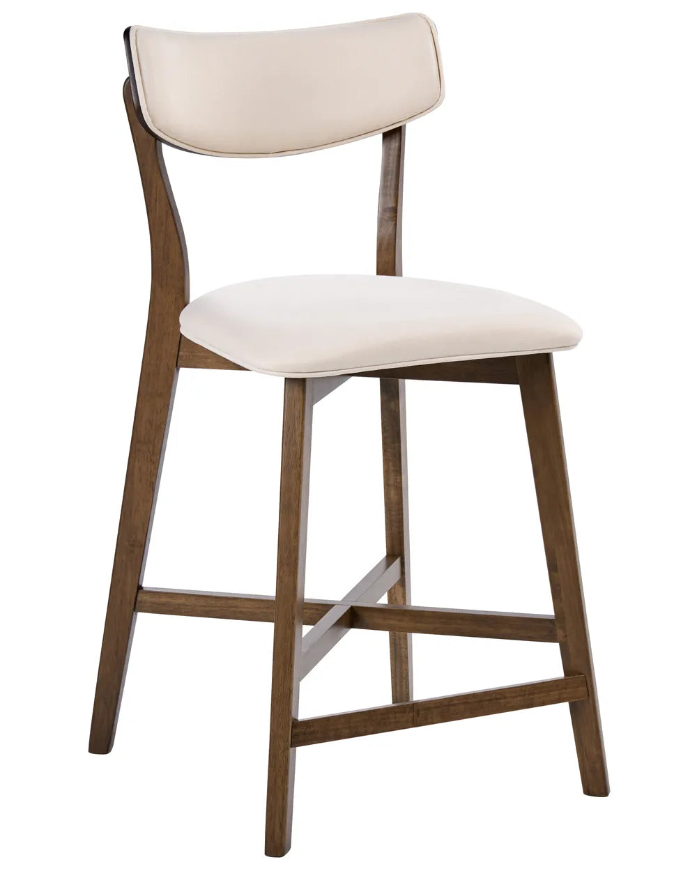 Set of 2 Bar Chairs Wood Off-White/ Brown Niki