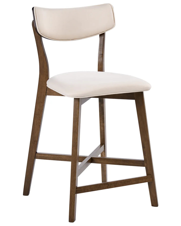 Set of 2 Bar Chairs Wood Off-White/ Brown Niki