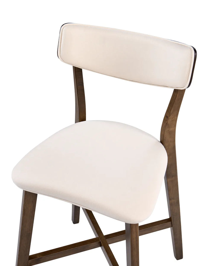 Set of 2 Bar Chairs Wood Off-White/ Brown Niki