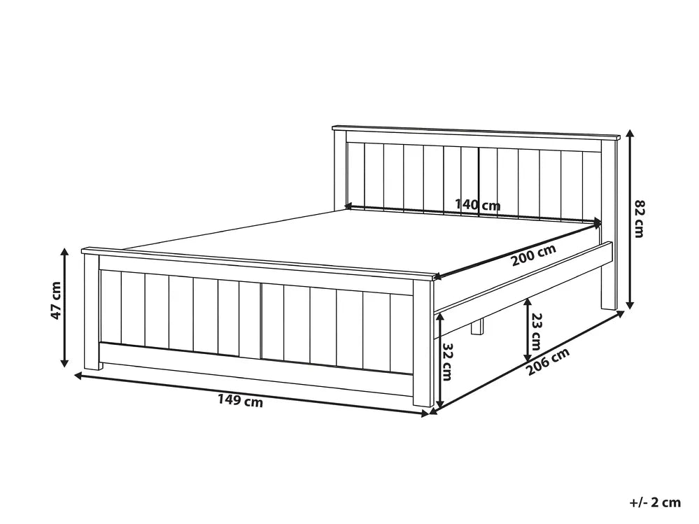Bed Pine Wood  140 x 200 cm (EU Double) White Jia
