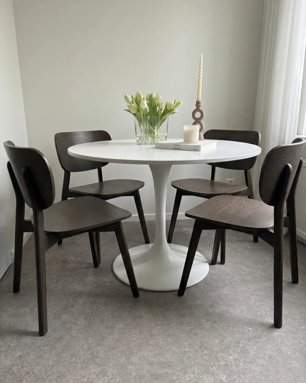 Set of 2 Dining Chairs Wood Dark Brown Rini