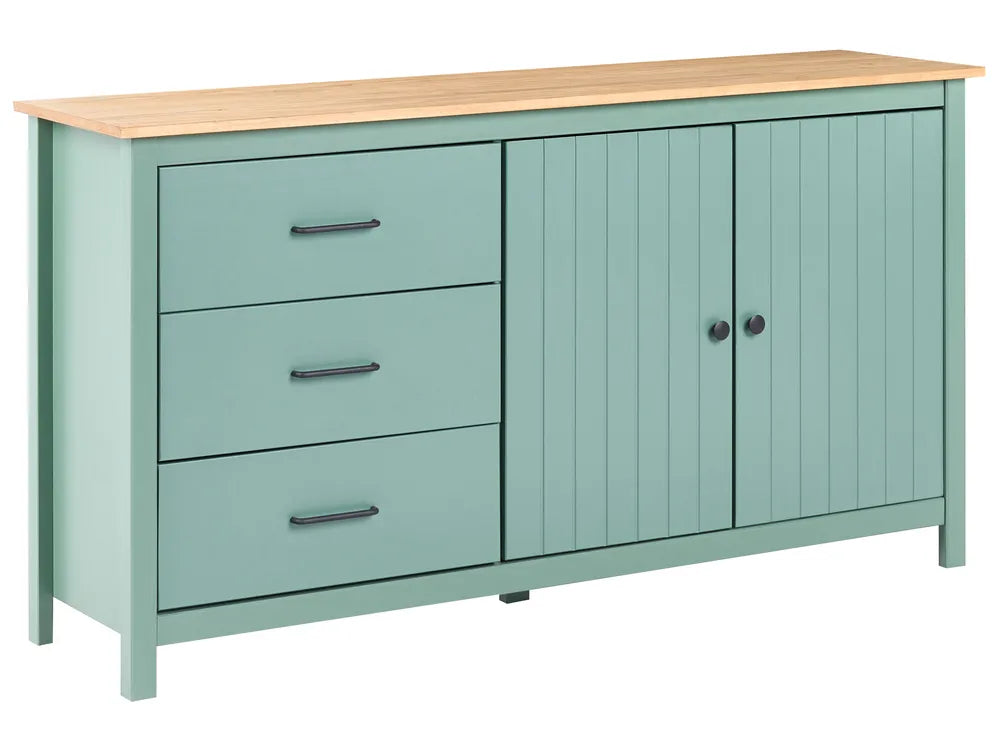 2 Door Sideboard Pine Wood Green Sofia
