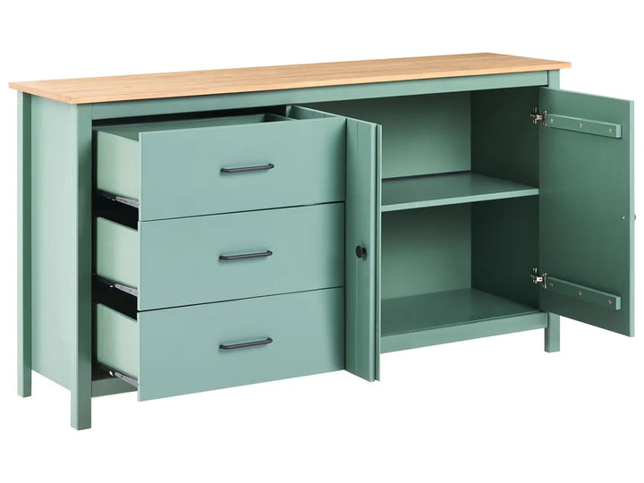 2 Door Sideboard Pine Wood Green Sofia