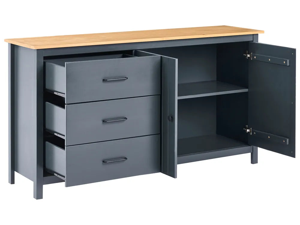 2 Door Sideboard Pine Wood Dark Blue Sofia