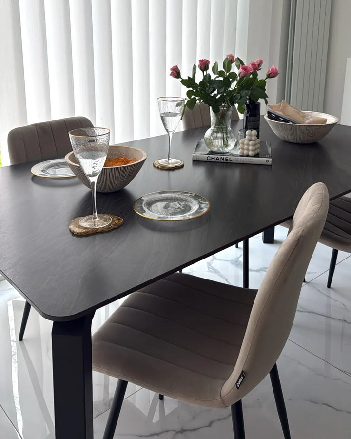 Set of 4 Dining Chairs Velvet Beige Brelle