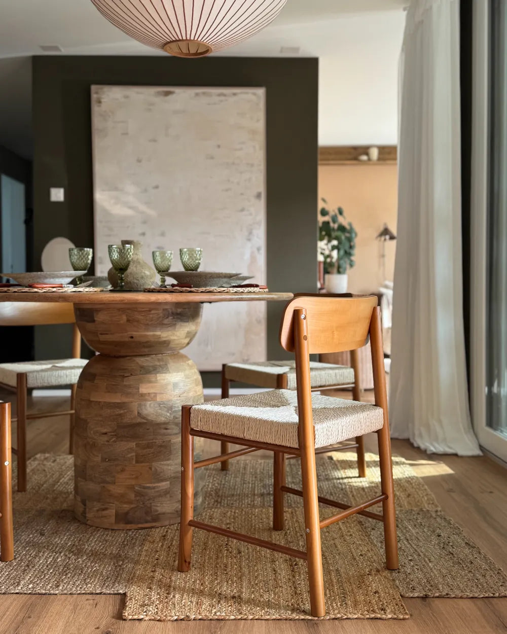 Set of 2 Dining Chairs Wood Brown Cara