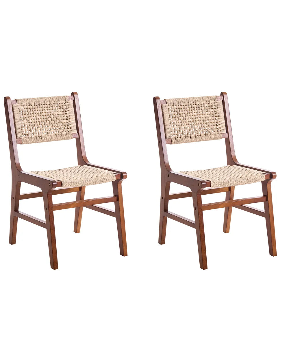 Set of 2 Dining Chairs Wood Brown/ Beige Harry