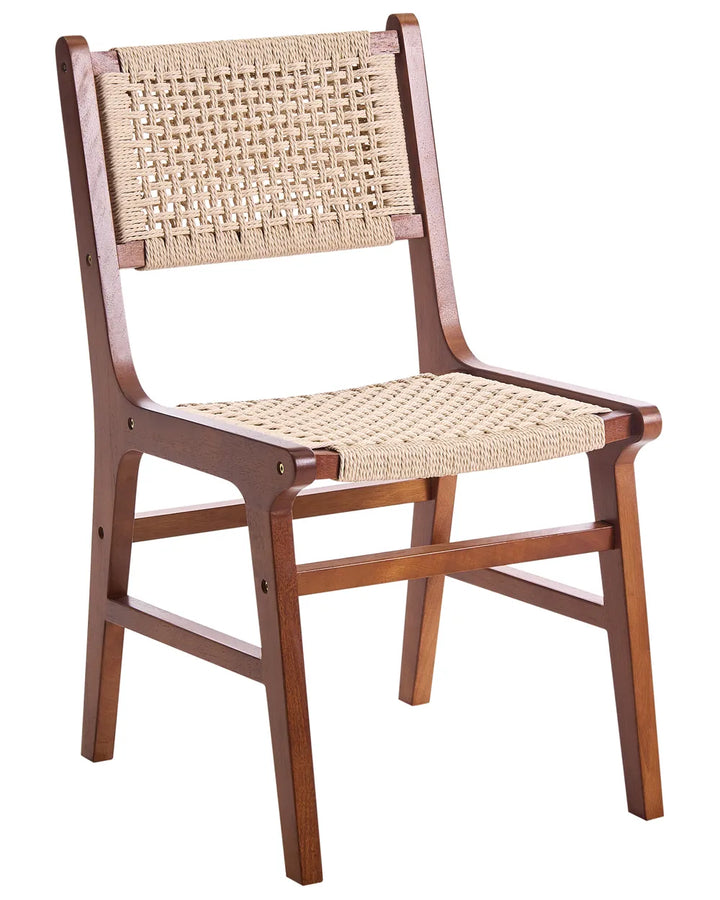 Set of 2 Dining Chairs Wood Brown/ Beige Harry