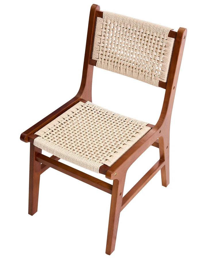 Set of 2 Dining Chairs Wood Brown/ Beige Harry