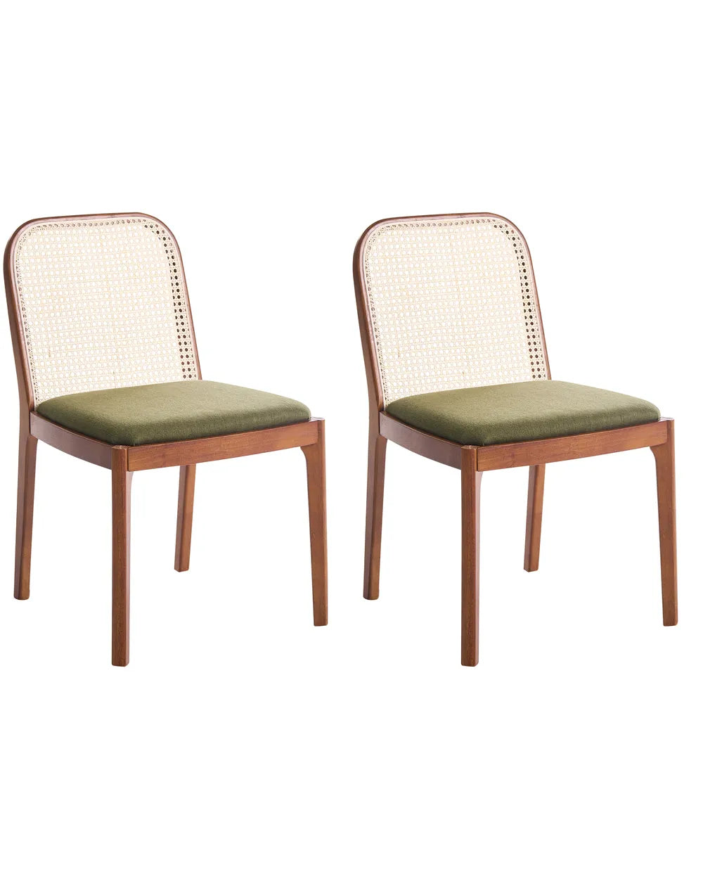 Set of 2 Dining Chairs Fabric Brown/ Green Deena