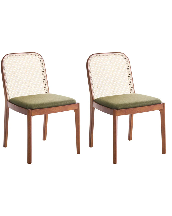 Set of 2 Dining Chairs Fabric Brown/ Green Deena