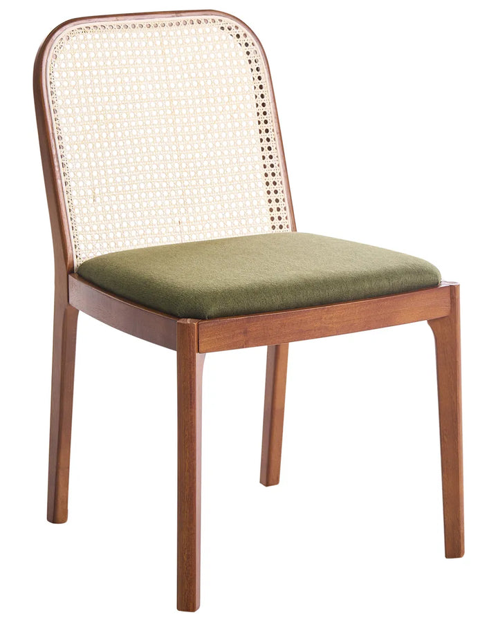 Set of 2 Dining Chairs Fabric Brown/ Green Deena