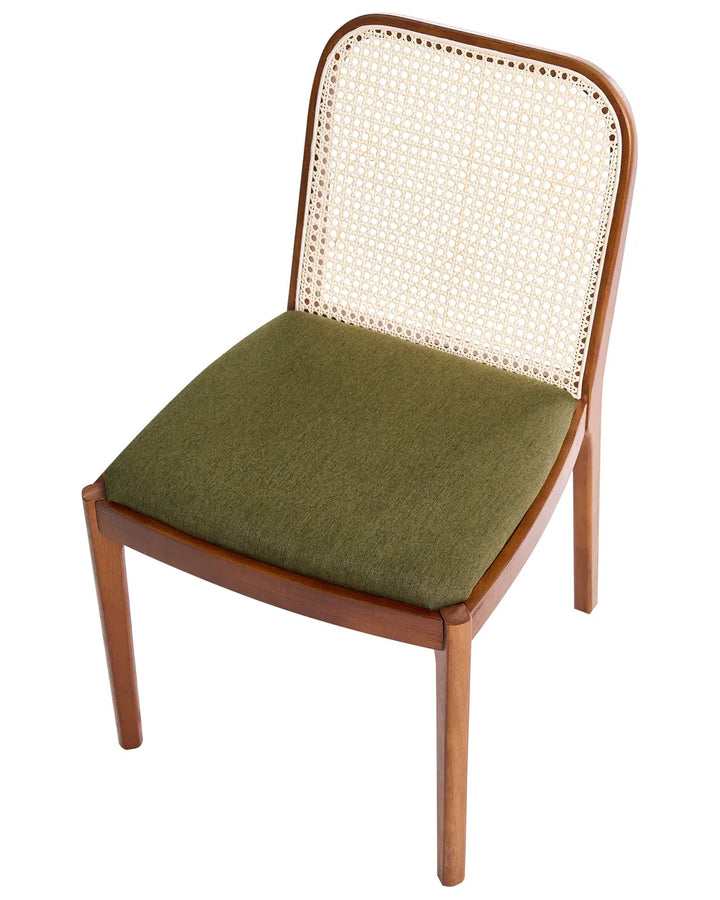 Set of 2 Dining Chairs Fabric Brown/ Green Deena