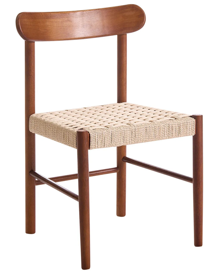 Set of 2 Dining Chairs Wood Brown/ Beige Amy