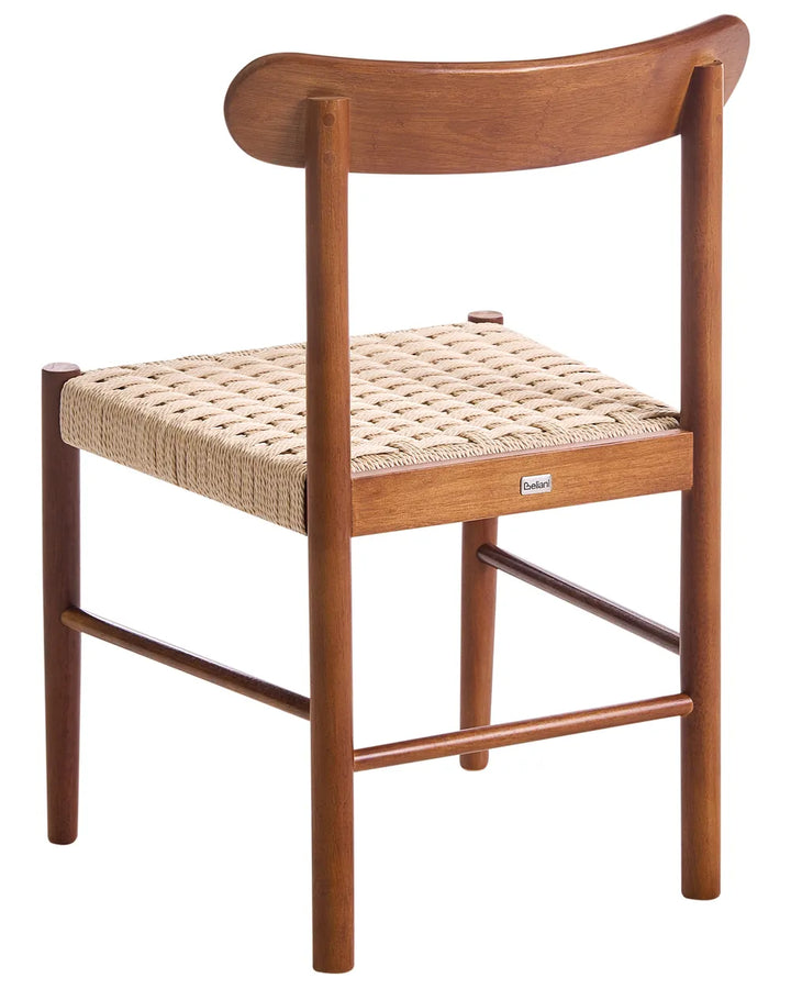 Set of 2 Dining Chairs Wood Brown/ Beige Amy