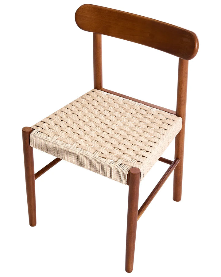 Set of 2 Dining Chairs Wood Brown/ Beige Amy