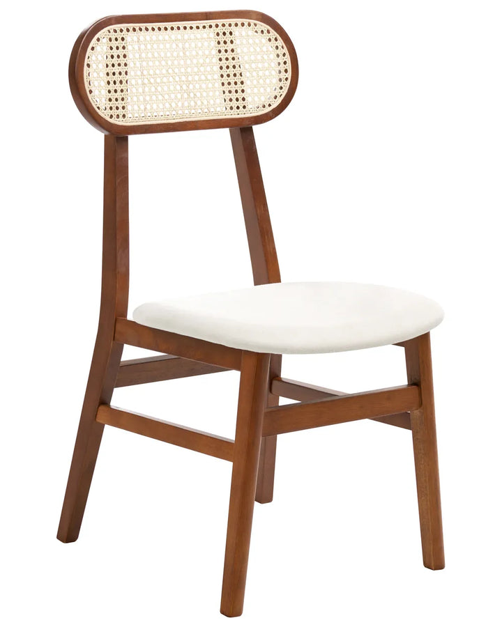 Set of 2 Dining Chairs Wood Brown/ Light Beige Polo