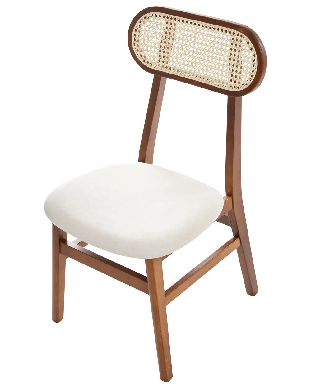 Set of 2 Dining Chairs Wood Brown/ Light Beige Polo