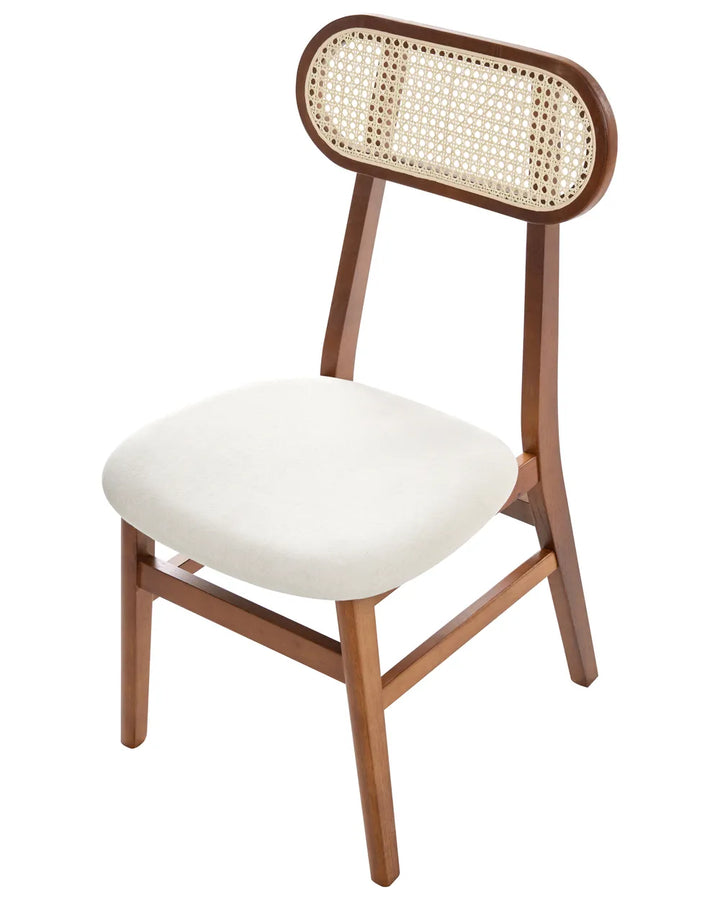 Set of 2 Dining Chairs Wood Brown/ Light Beige Polo