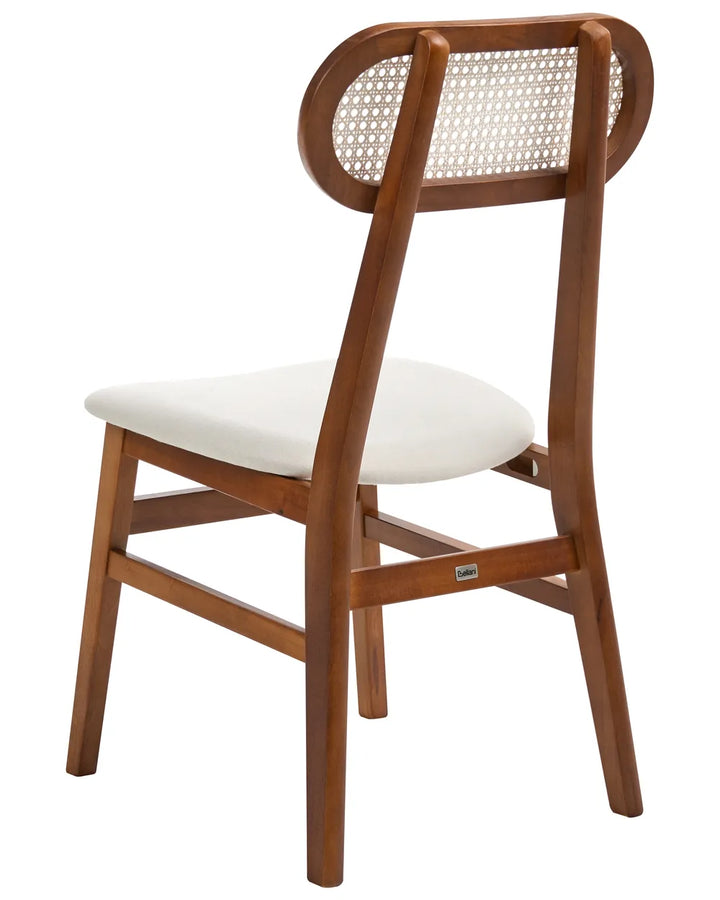 Set of 2 Dining Chairs Wood Brown/ Light Beige Polo