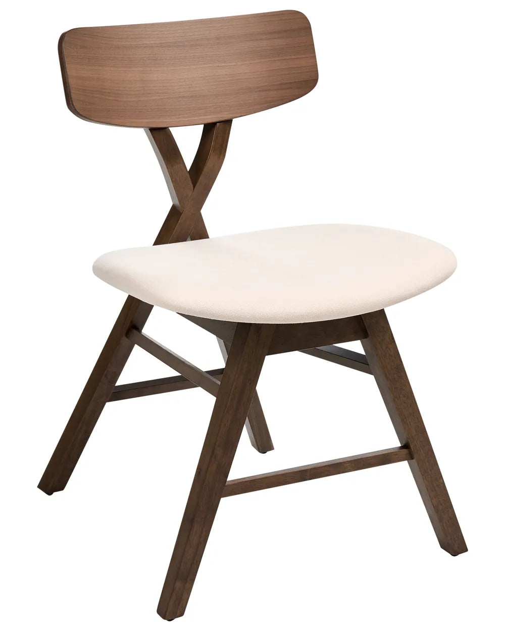 Set of 2 Dining Chairs Wood Brown/ Off-White Shelly