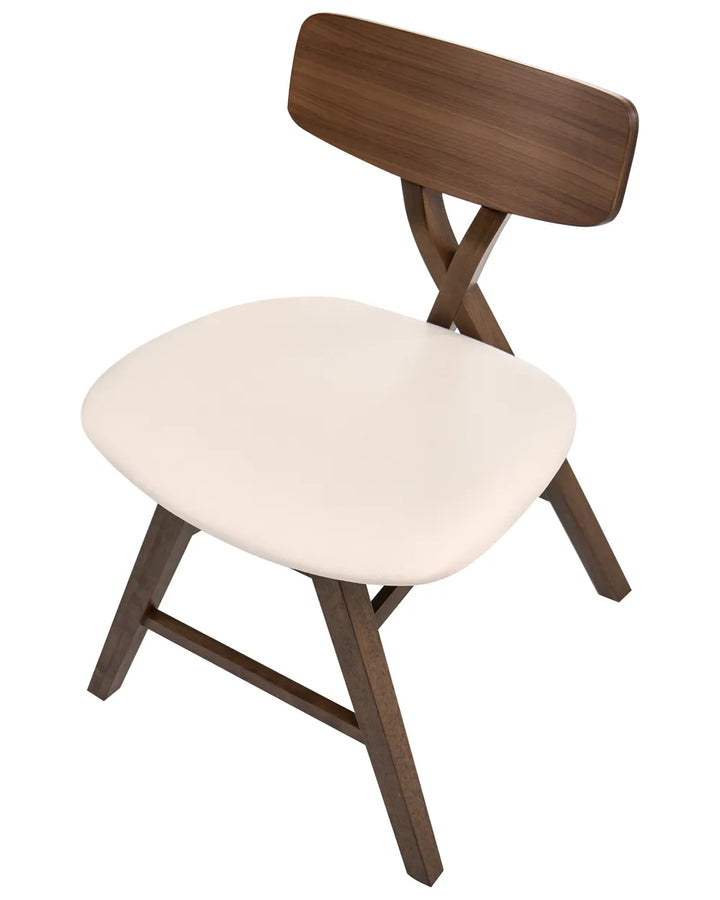 Set of 2 Dining Chairs Wood Brown/ Off-White Shelly