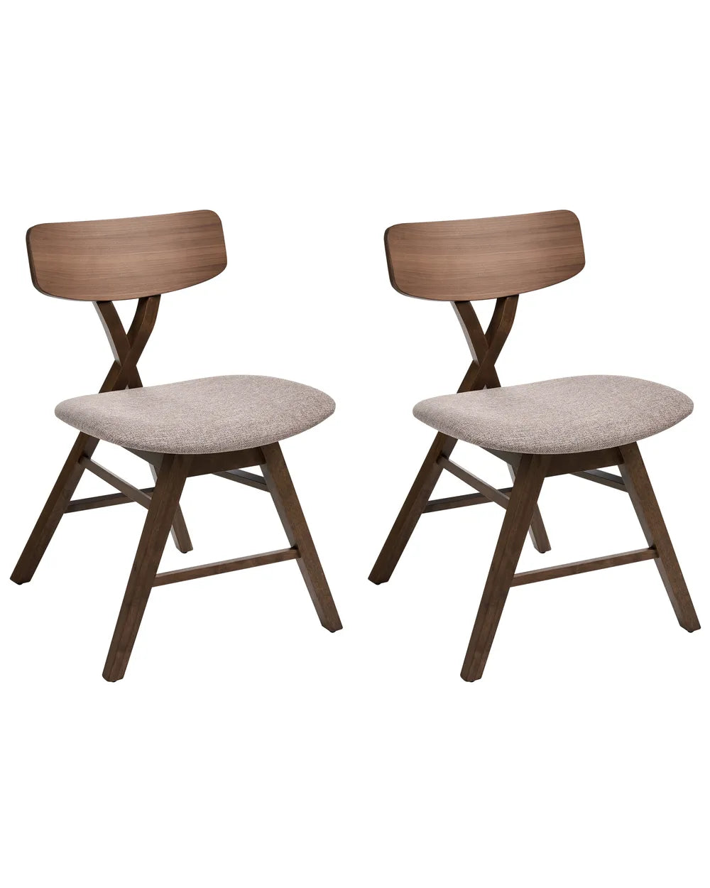 Set of 2 Dining Chairs Wood Brown/ Taupe Shelly