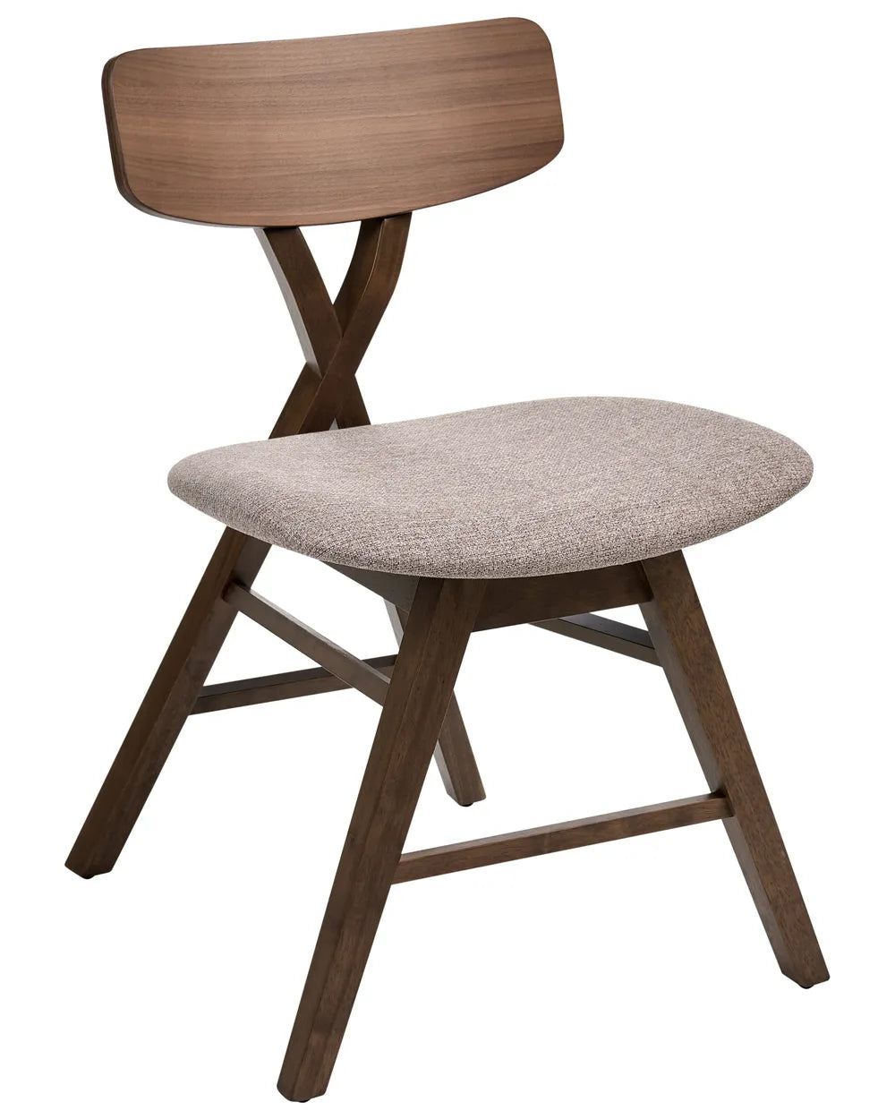 Set of 2 Dining Chairs Wood Brown/ Taupe Shelly