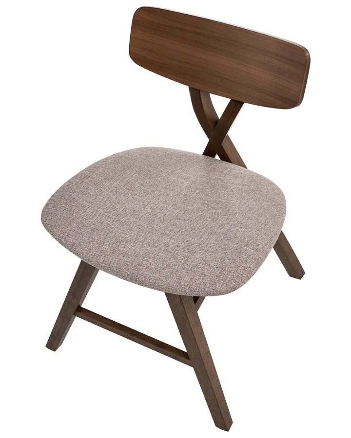Set of 2 Dining Chairs Wood Brown/ Taupe Shelly