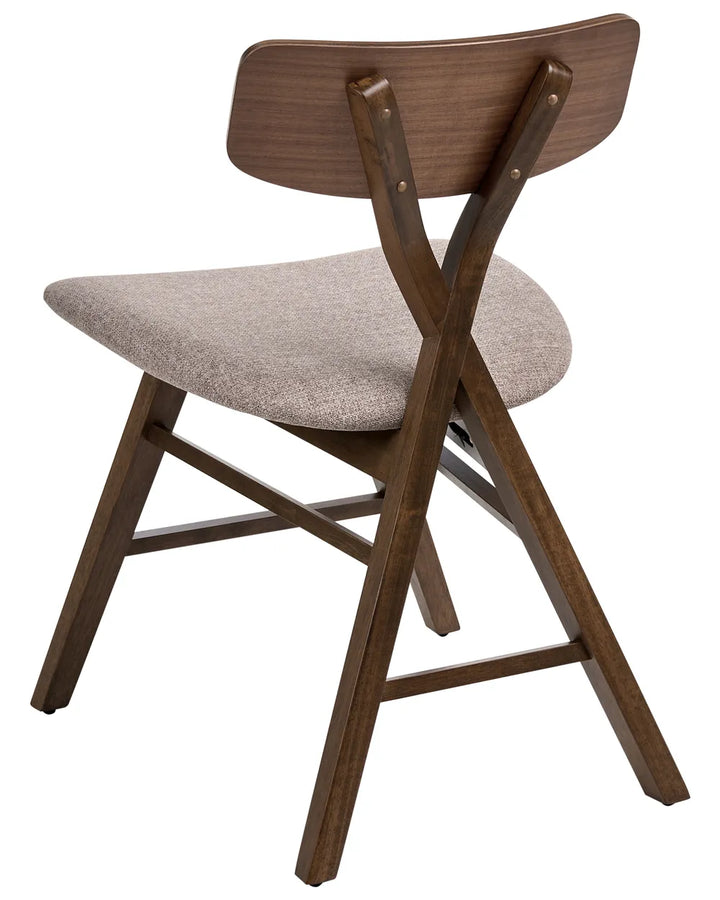 Set of 2 Dining Chairs Wood Brown/ Taupe Shelly