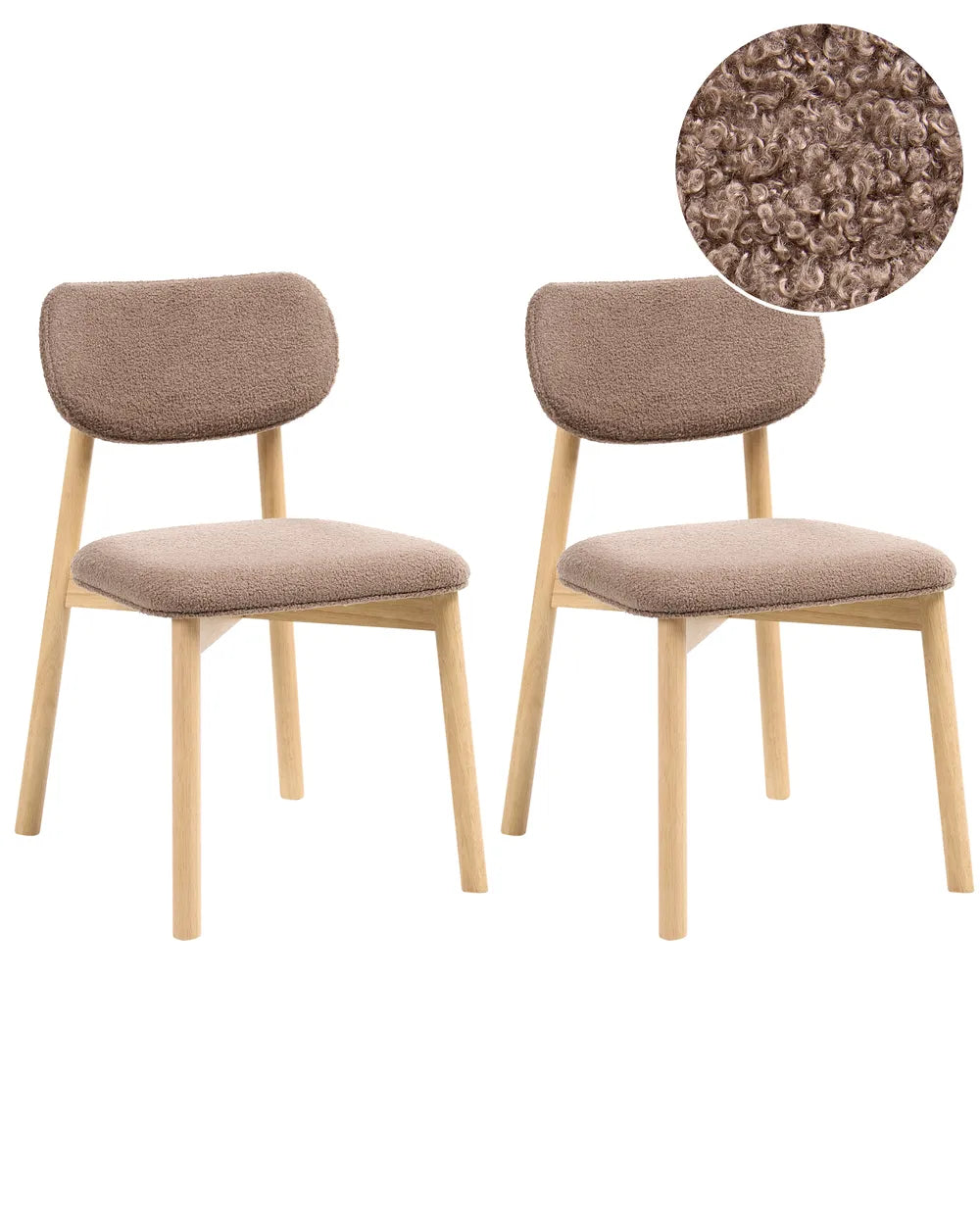 Set of 2 Dining Chairs Boucle Light Brown/ Taupe Vea
