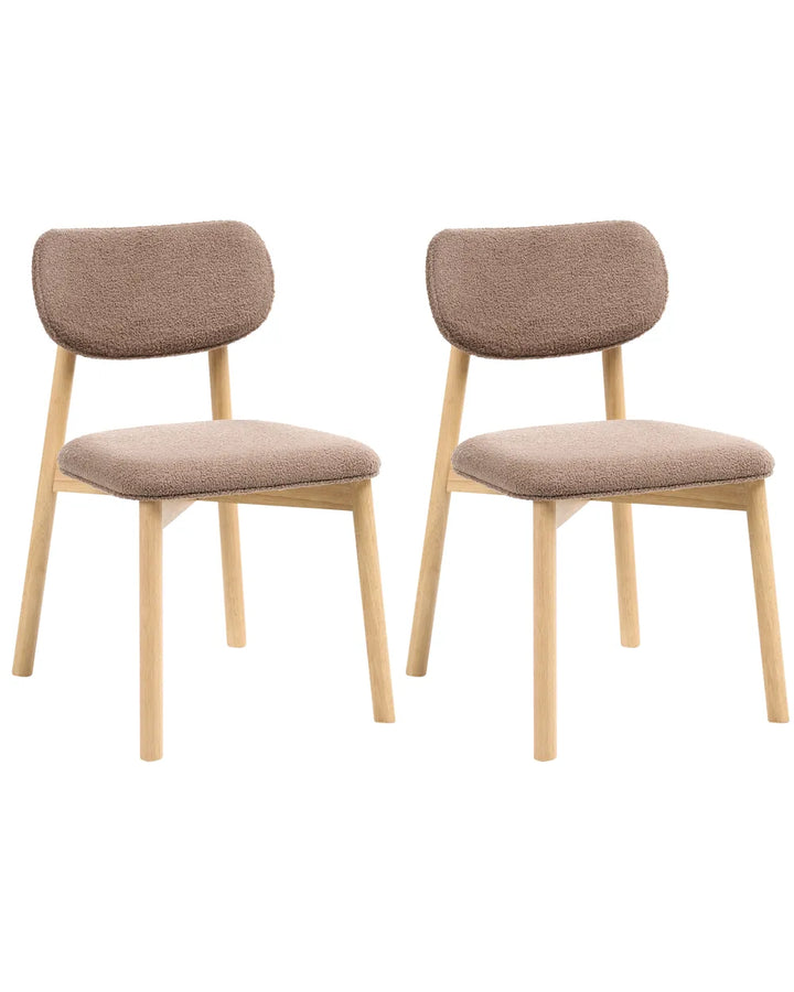 Set of 2 Dining Chairs Boucle Light Brown/ Taupe Vea
