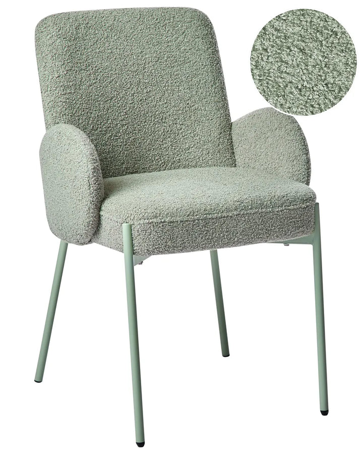Dining Chair Boucle Light Green Howdy