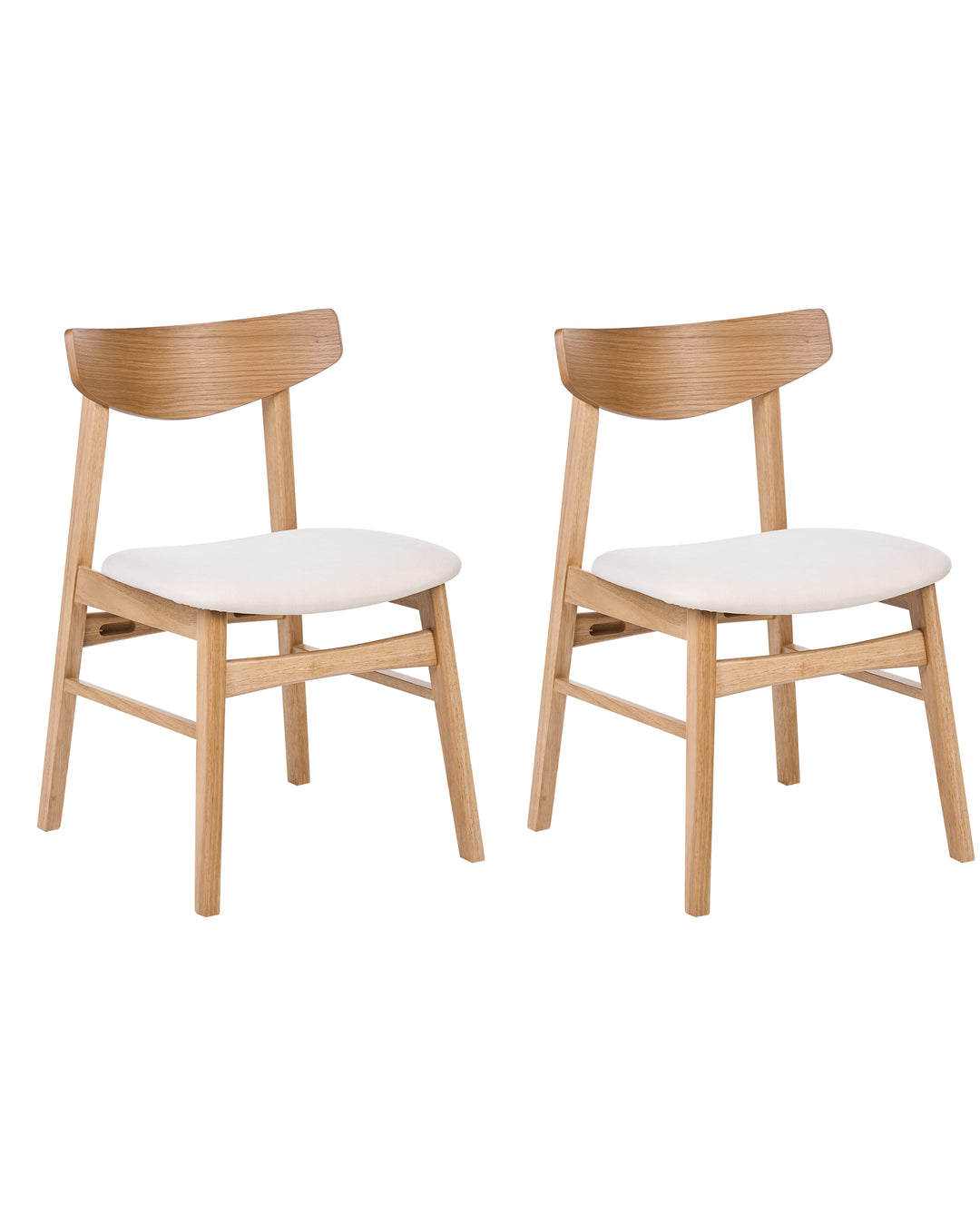 Set of 2 Dining Chairs Wood Light Brown/ Off-White Molly