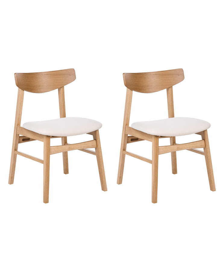 Set of 2 Dining Chairs Wood Light Brown/ Off-White Molly