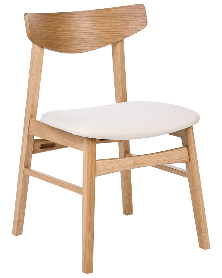 Set of 2 Dining Chairs Wood Light Brown/ Off-White Molly