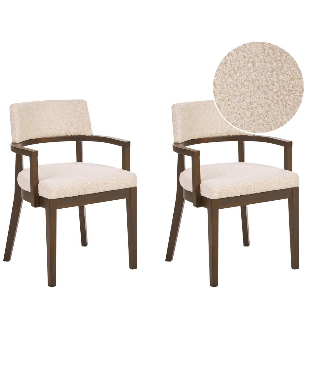 Set of 2 Dining Chairs Boucle Dark Brown/ Off-White Katy