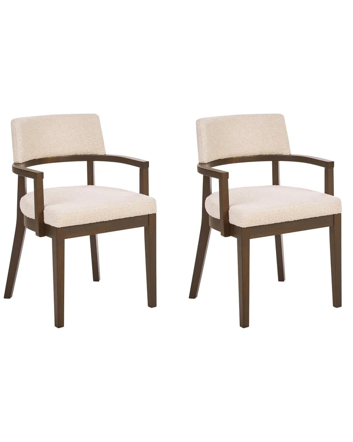 Set of 2 Dining Chairs Boucle Dark Brown/ Off-White Katy