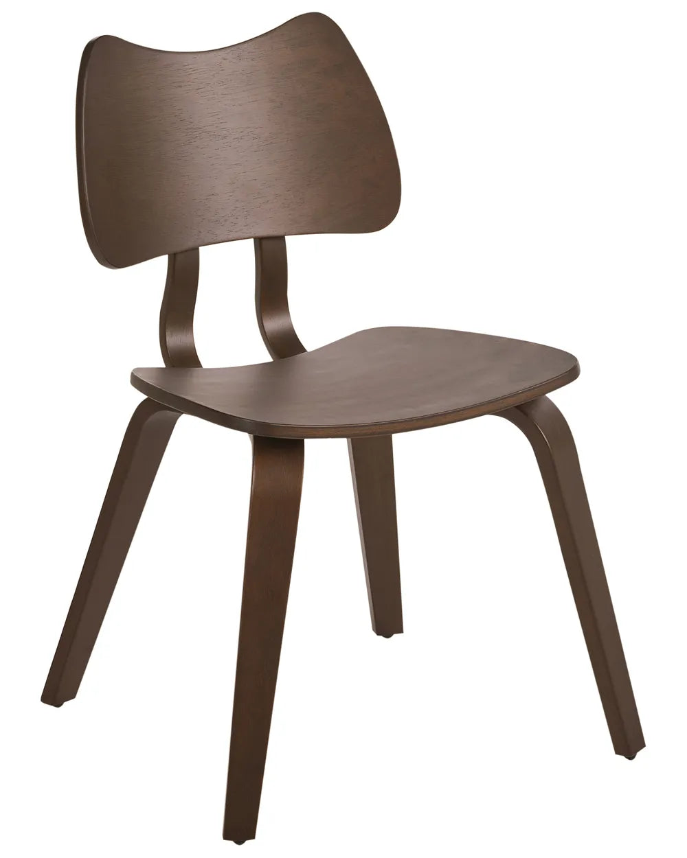 Set of 2 Dining Chairs Wood Dark Brown Lea