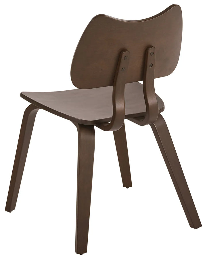 Set of 2 Dining Chairs Wood Dark Brown Lea