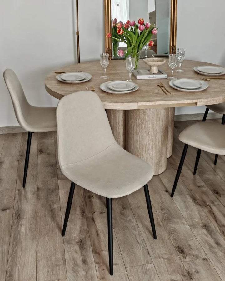 Set of 4 Dining Chairs Fabric Light Beige Tret
