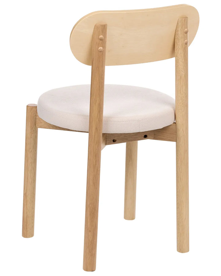 Set of 2 Dining Chairs Wood Light Brown/ Light Beige Vera
