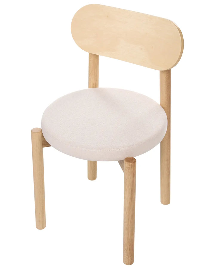 Set of 2 Dining Chairs Wood Light Brown/ Light Beige Vera