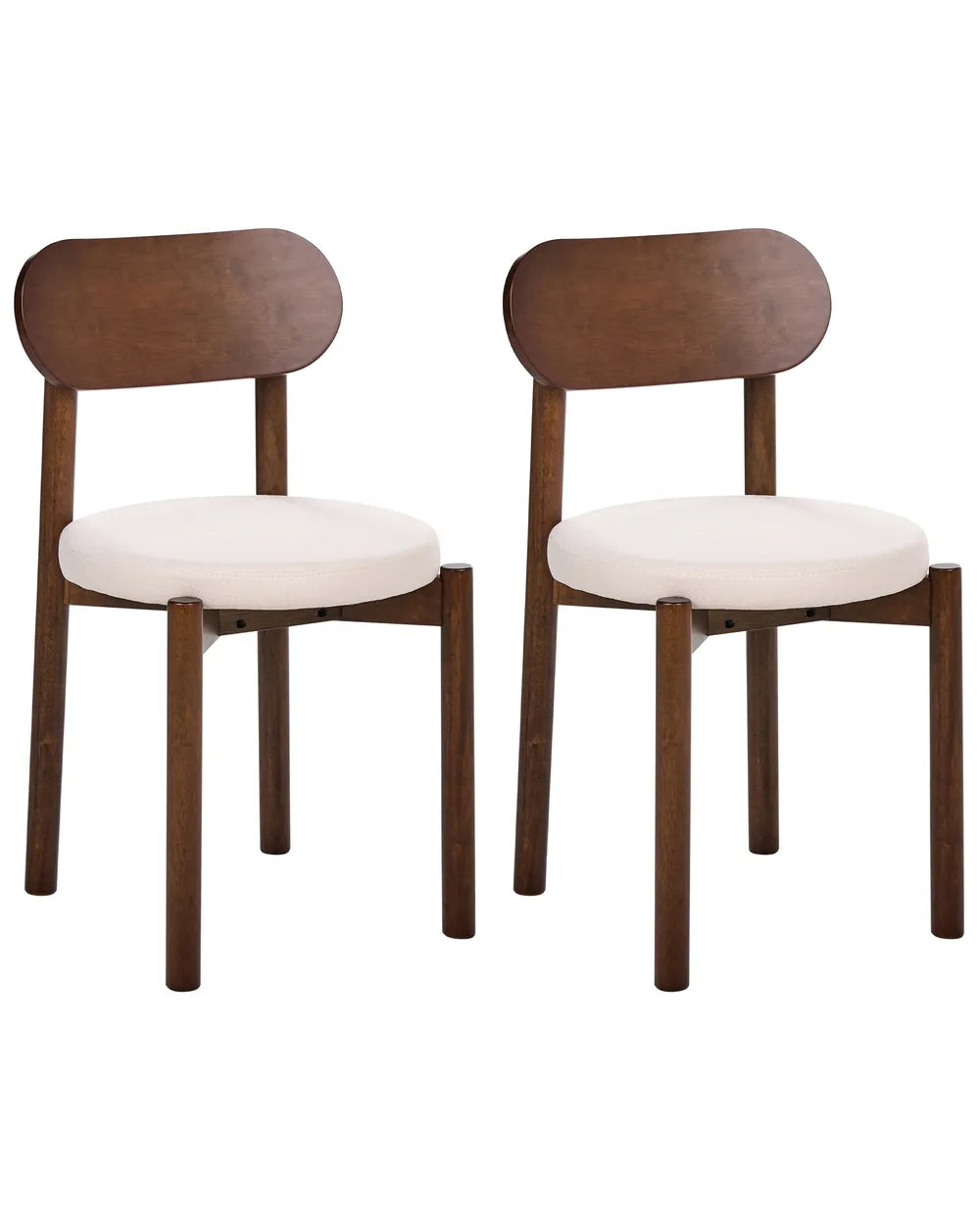 Set of 2 Dining Chairs Wood Brown/ Light Beige Vera