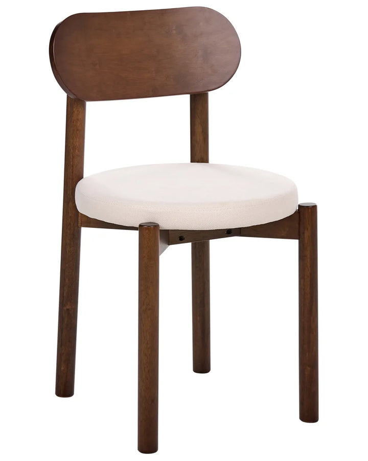 Set of 2 Dining Chairs Wood Brown/ Light Beige Vera